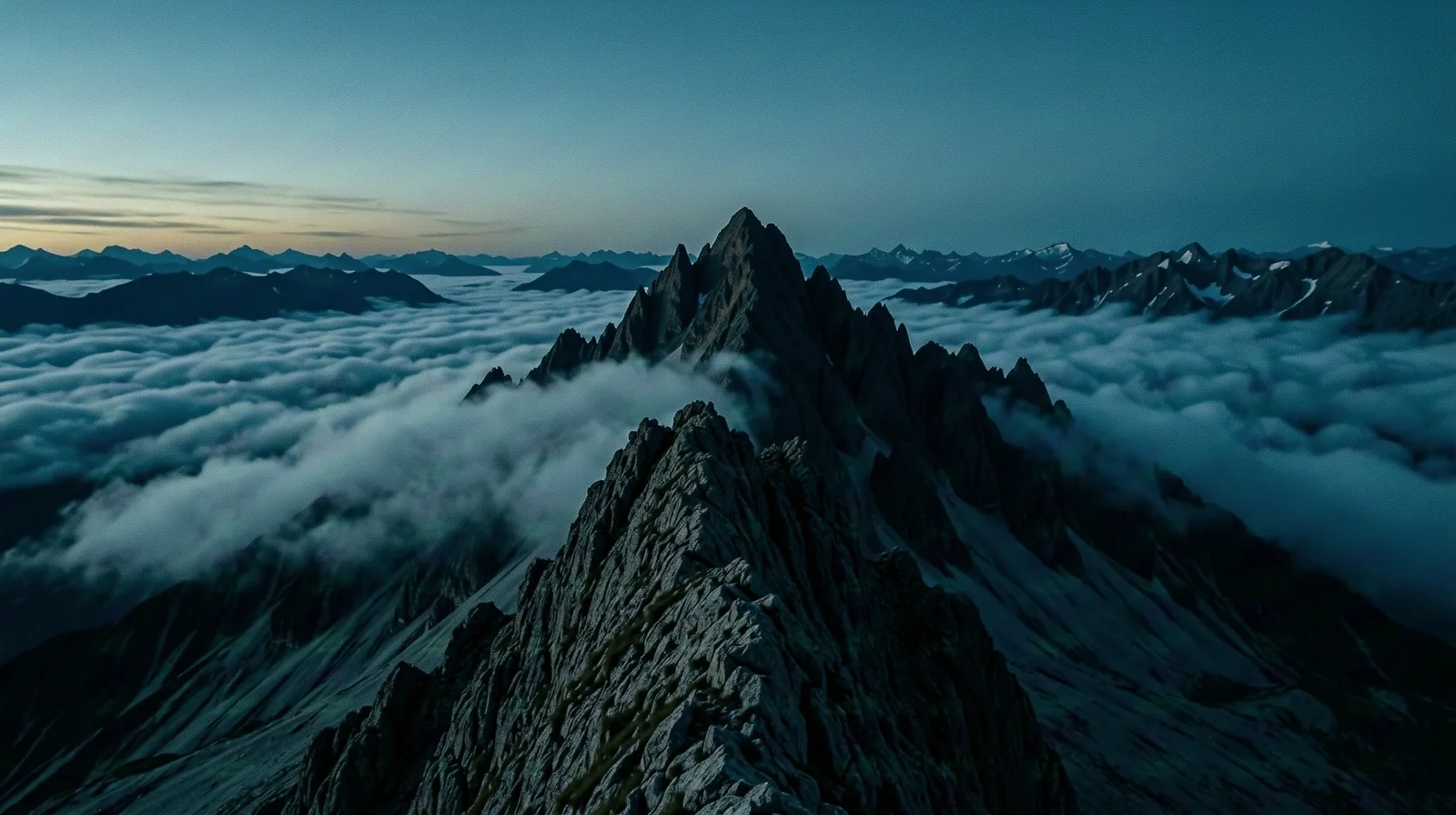 Alpines Panorama bei Dämmerung